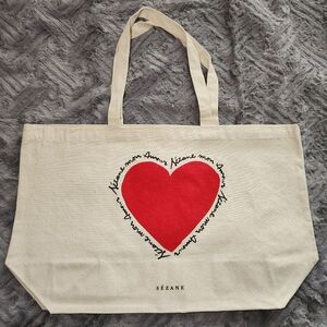 Sezane Mon Amour Canvas Tote Bag